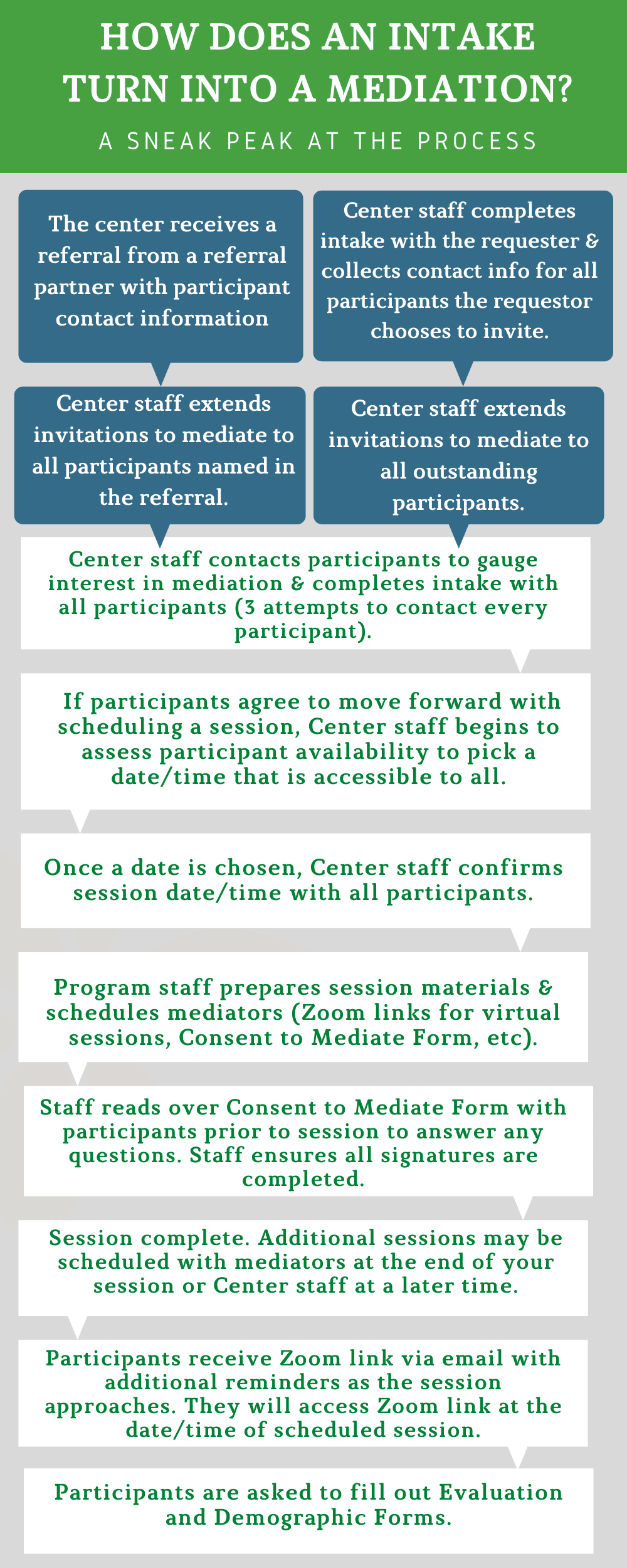 Intake to mediation infographic